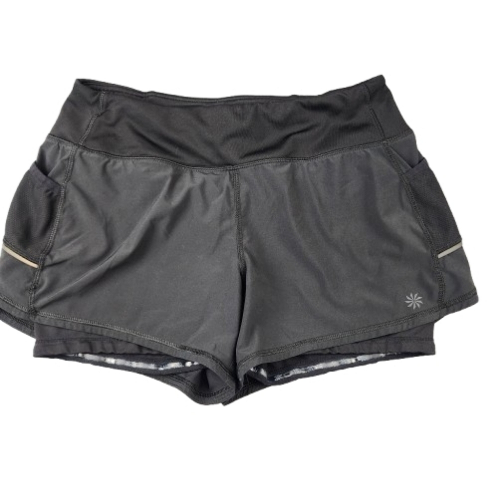 Athleta Athleisure Sporty Black Shorts Built In Biker Shorts Womens Small